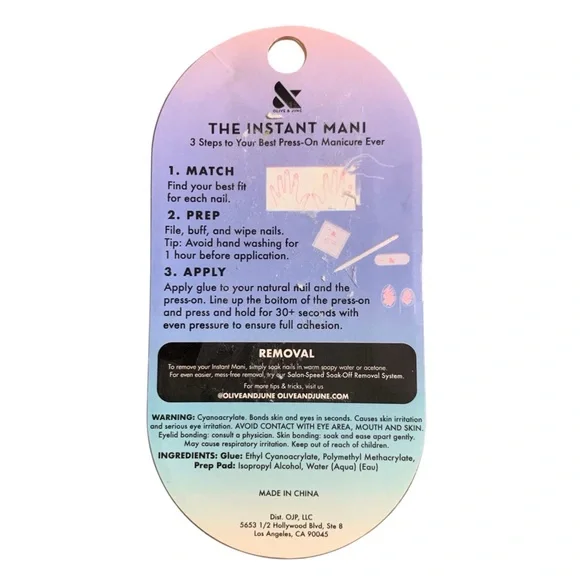 Olive & June Instant Mani Press-On Nails Round Short Citrus Chrome Yellow NWT - Picture 6 of 6